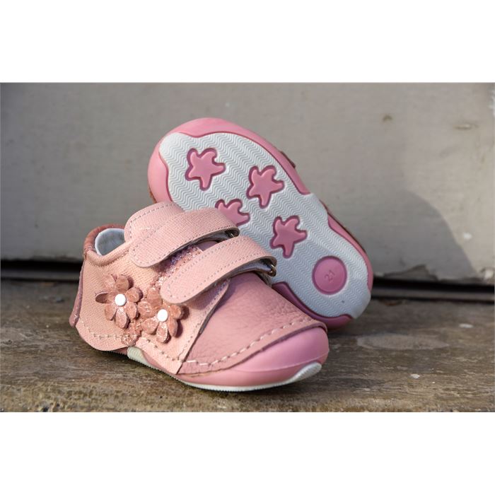 Prego Eylül Ortapedi Hakiki Deri Hafif Yumuşak Cırtlı İlk Adım Bebe Ayakkabı PUDRA