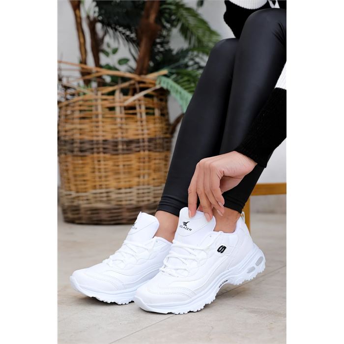 Prego Solazer Poli Hafif Taban Bağcıklı Kadın Sneaker Spor Ayakkabı BEYAZ