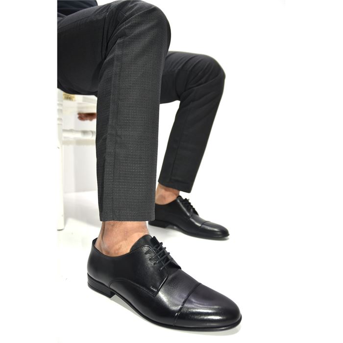 Prego Hakiki Deri Bağcıklı Klasik Erkek Ayakkabı SİYAH