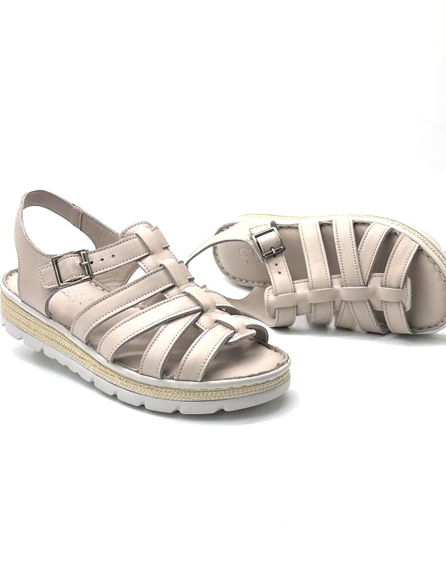 Kindep Papatya Hakiki Deri Comfort Günlük Kadın Terlik Açık Gri